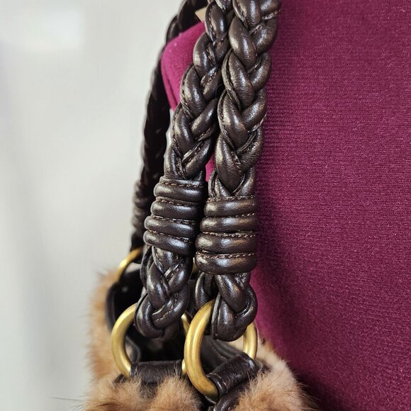 Paolo Masi Mink Fur & Leather Handbag Shoulder Bag Made in Italy EUC - Picture 7 of 12